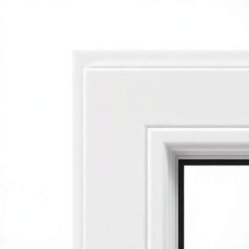 Close-up of a white vinyl replacement window frame corner